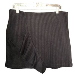 1State Skirt Womens L Jersey Knit Pinstripe Mini Ruffle Side Hem NWT